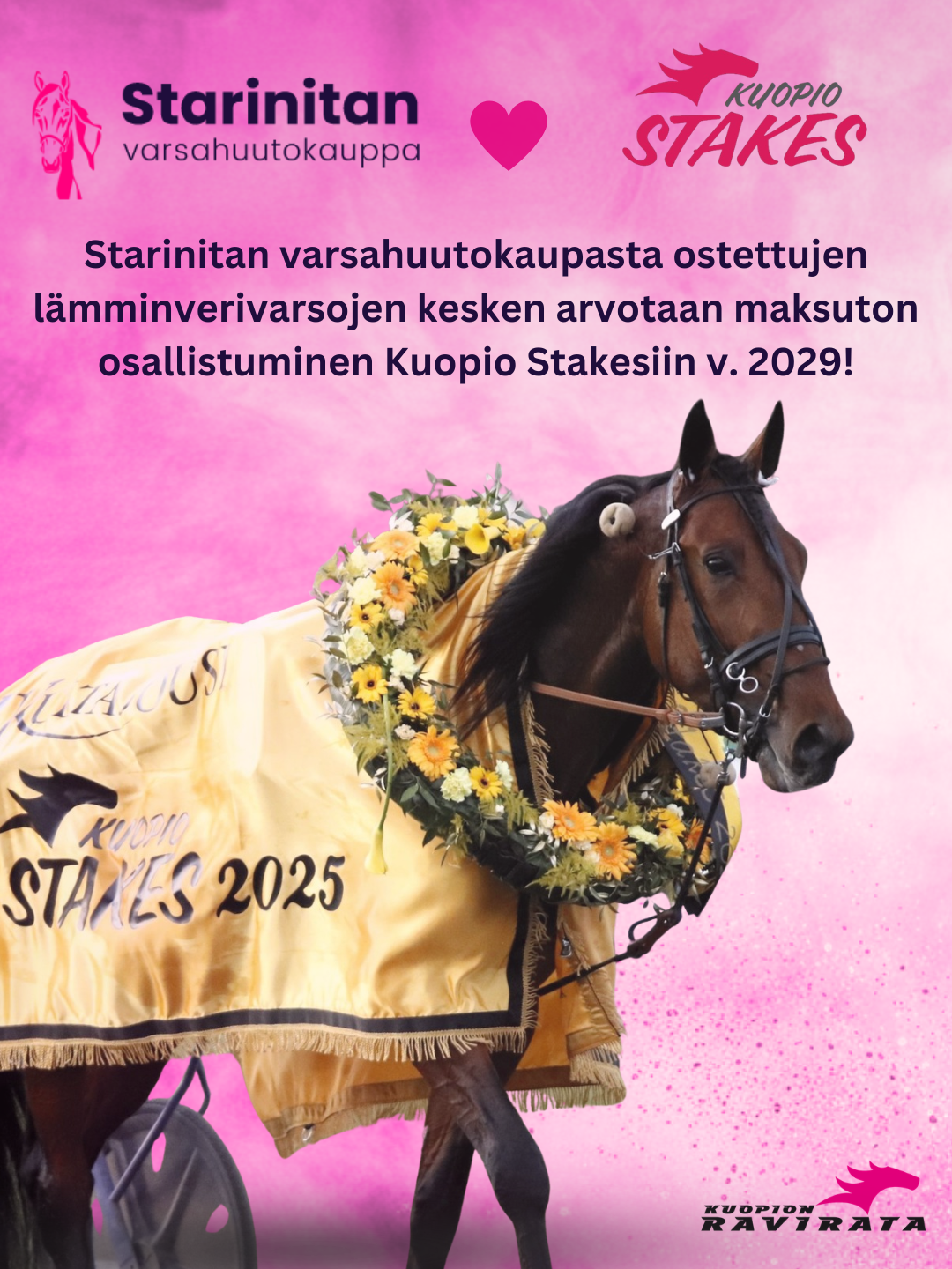 Varsahuutokaupassa 2026 myytyjen lämminverivarsojen kesken arvotaan maksuton osallistumisoikeus vuoden 2029 Kuopio Stakesiin
